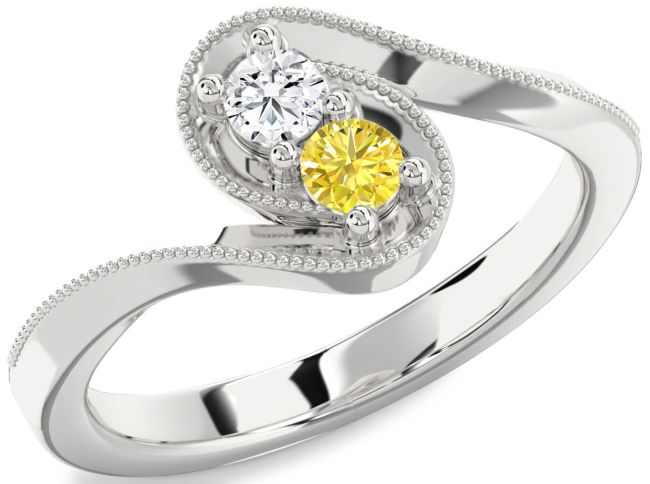 Silver Round Two Stone Promise Ring