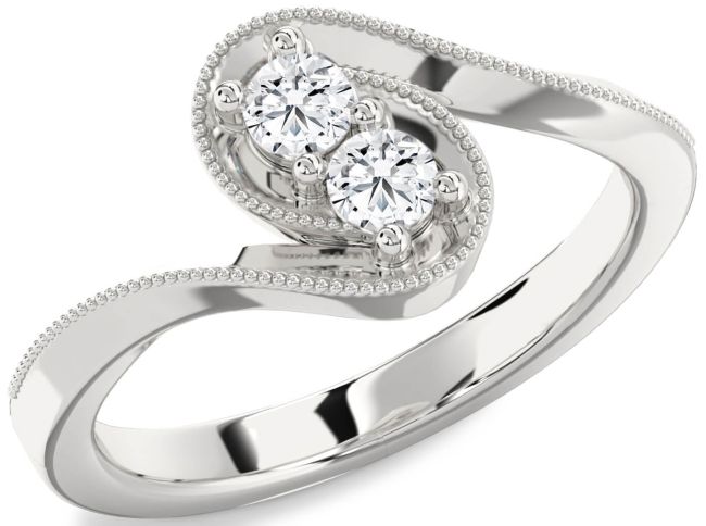 Diamond Platinum Round Two Stone Ring