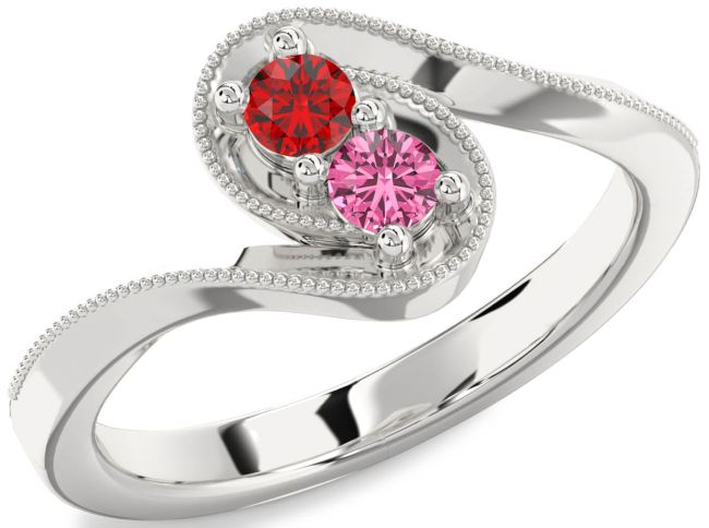 Silver Round Two Stone Promise Ring