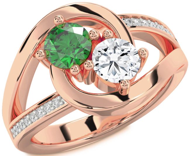 Diamond Rose Gold Round Two Stone Promise Ring