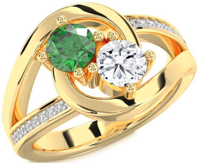Diamond Gold Silver Round Two Stone Promise Ring