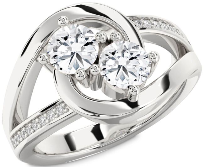 Diamond Platinum Round Two Stone Ring