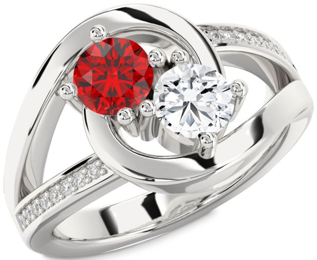 Diamond Silver Round Two Stone Promise Ring