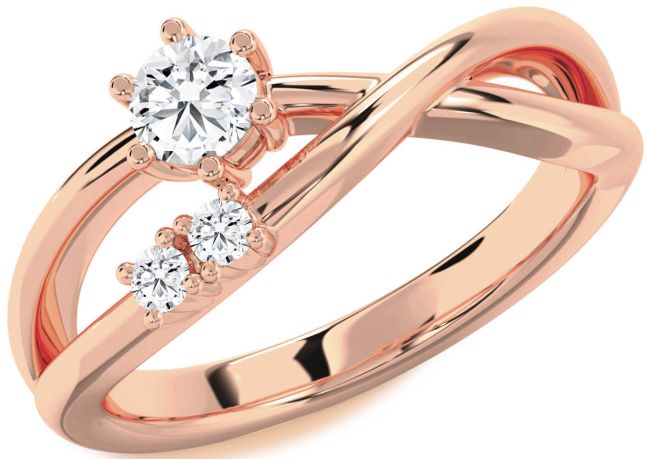 Diamond Rose Gold Silver Round Promise Ring