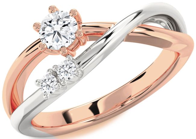 Diamond White Rose Gold Round Promise Ring