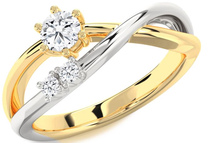 Diamond Gold Silver Round Promise Ring