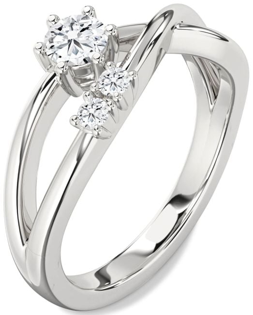 Lab Diamond Silver Round Promise Ring