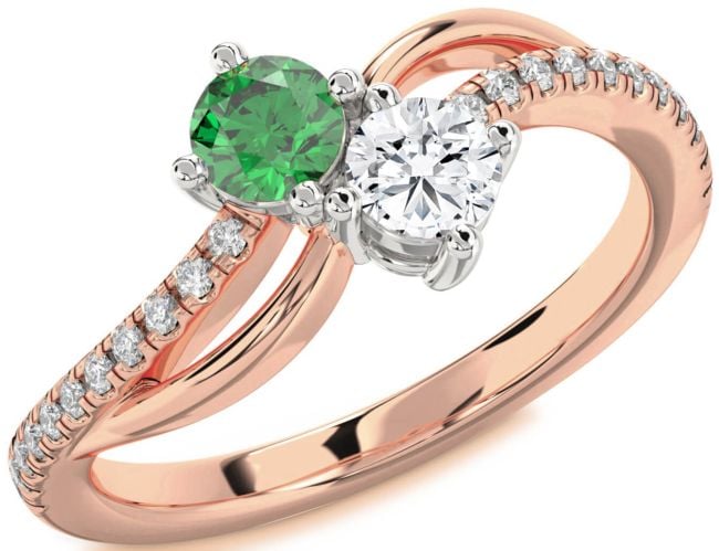 Diamond Platinum & Rose Gold Round Two Stone Promise Ring