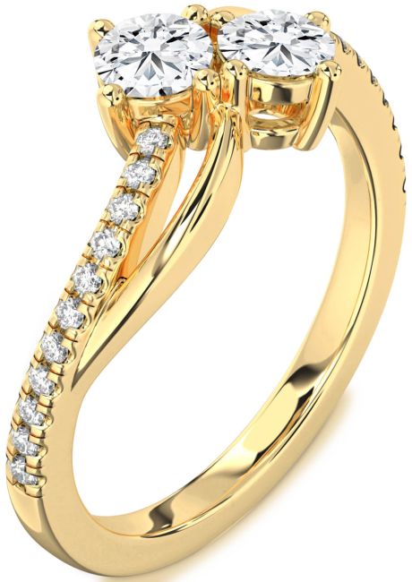 Lab Diamond Gold Round Two Stone Ring