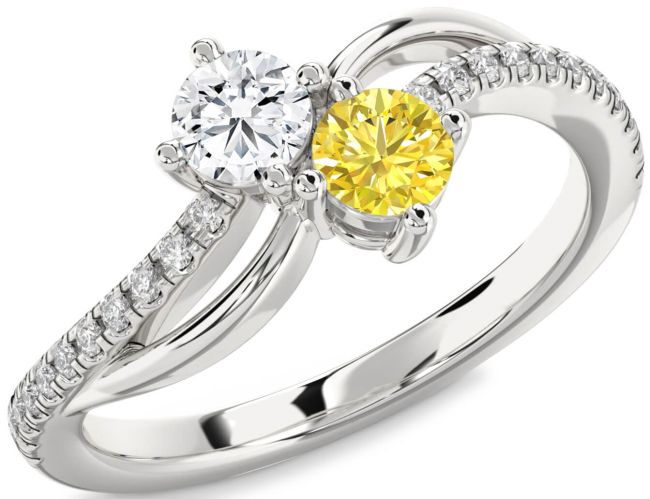 Diamond Silver Round Two Stone Promise Ring