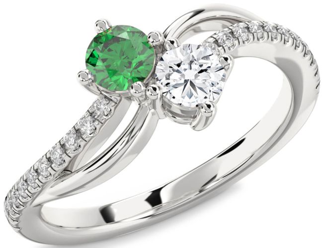 Diamond Platinum Round Two Stone Promise Ring