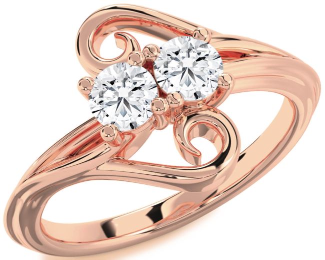 Diamond Rose Gold Round Two Stone Ring