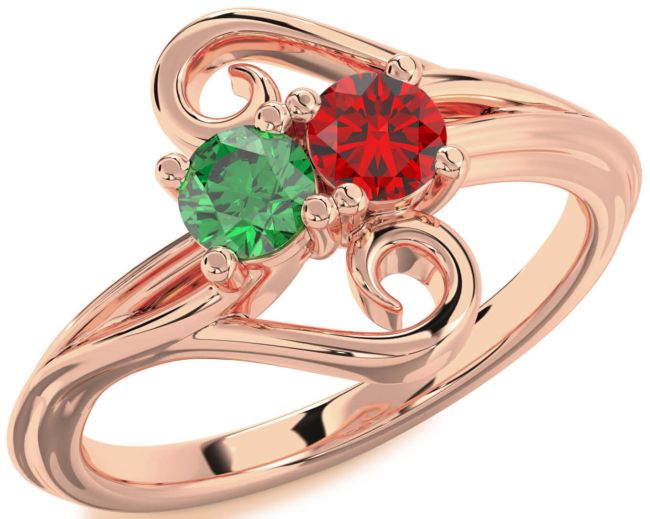 Rose Gold Round Two Stone Promise Ring