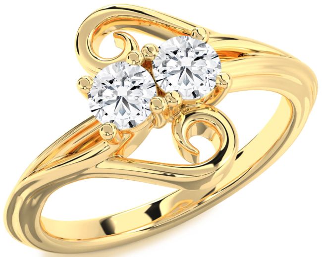 Diamond Gold Round Two Stone Ring