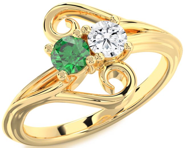 Gold Round Two Stone Promise Ring