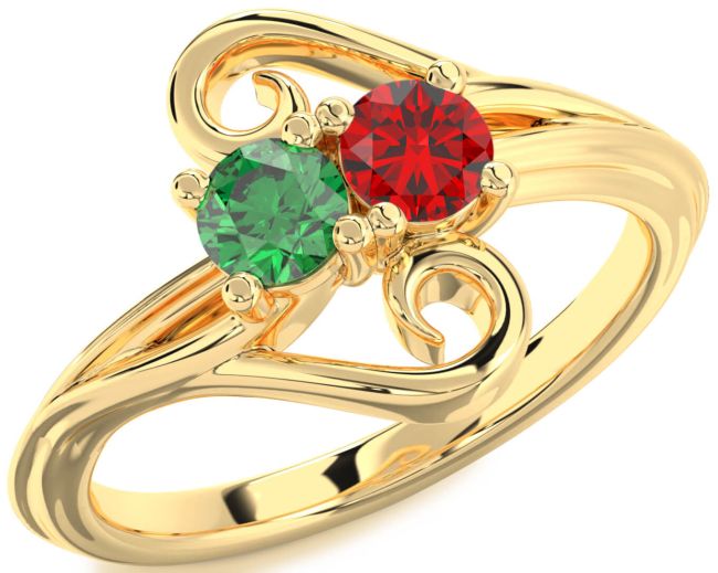 Gold Round Two Stone Promise Ring