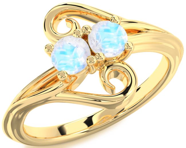 Moonstone Gold Round Two Stone Ring
