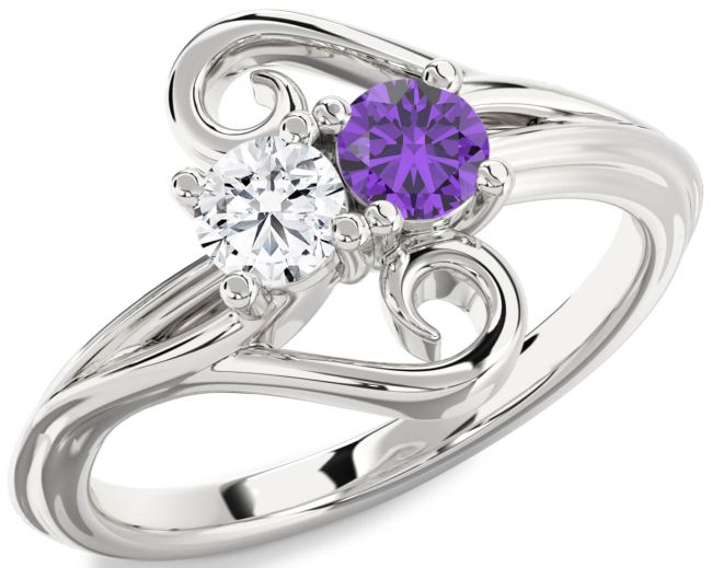 Silver Round Two Stone Promise Ring