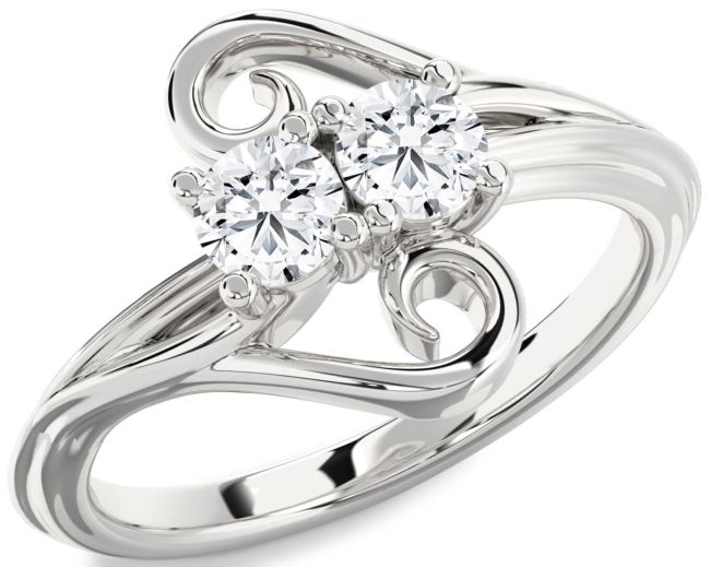 Diamond Platinum Round Two Stone Ring