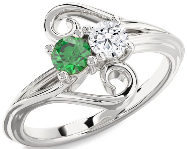 Silver Round Two Stone Promise Ring