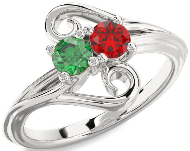 Silver Round Two Stone Promise Ring