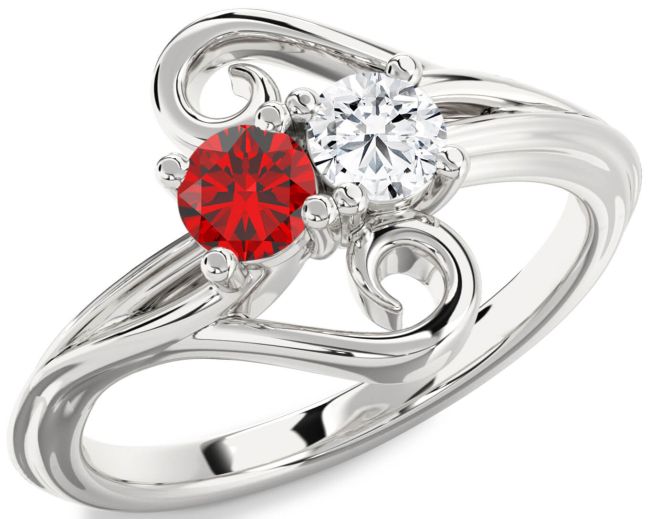 Silver Round Two Stone Promise Ring