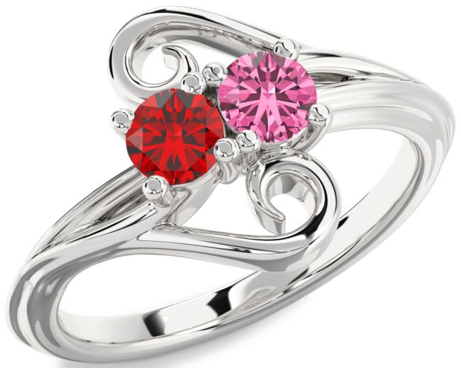 Silver Round Two Stone Promise Ring