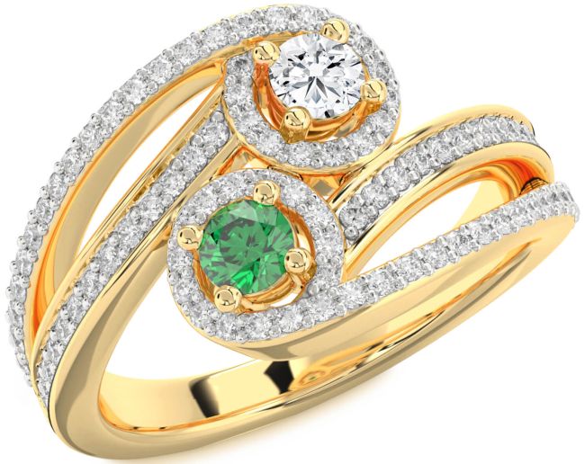 Diamond Gold Round Two Stone Pave Promise Ring