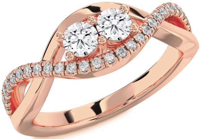 Diamond Rose Gold Infinity Round Two Stone Ring
