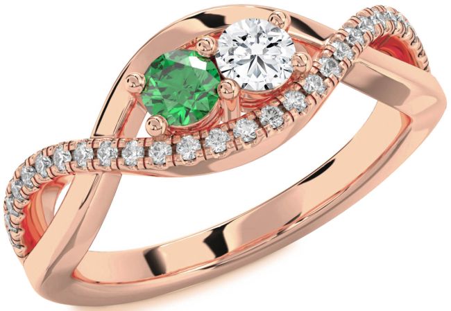 Diamond Rose Gold Infinity Round Two Stone Promise Ring