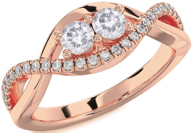 Salt & Pepper Diamond Rose Gold Infinity Round Two Stone Ring