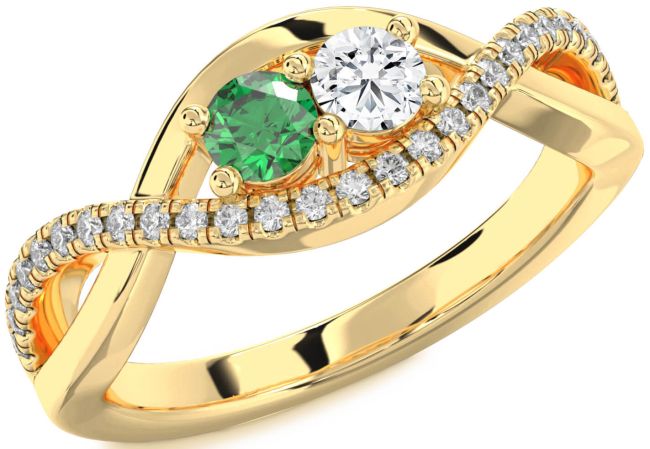 Diamond Gold Infinity Round Two Stone Promise Ring