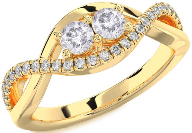 Salt & Pepper Diamond Gold Infinity Round Two Stone Ring