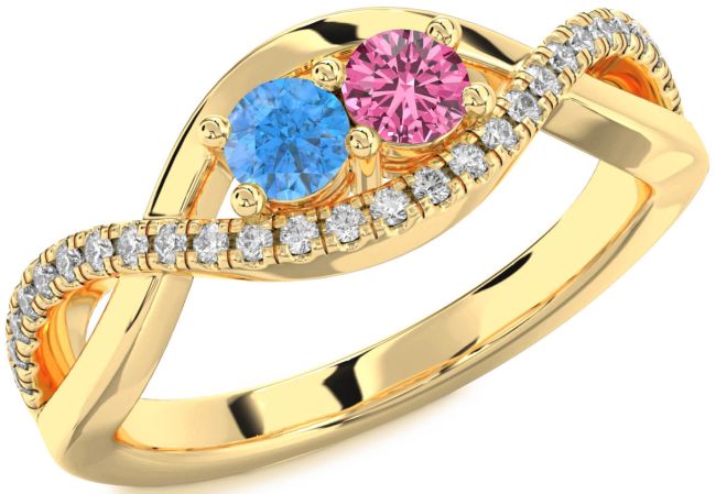 Diamond Gold Infinity Round Two Stone Promise Ring