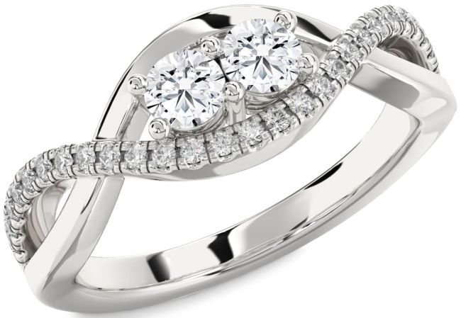 Diamond Platinum Infinity Round Two Stone Ring