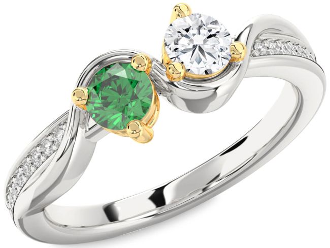 Diamond Gold Silver Round Two Stone Promise Ring