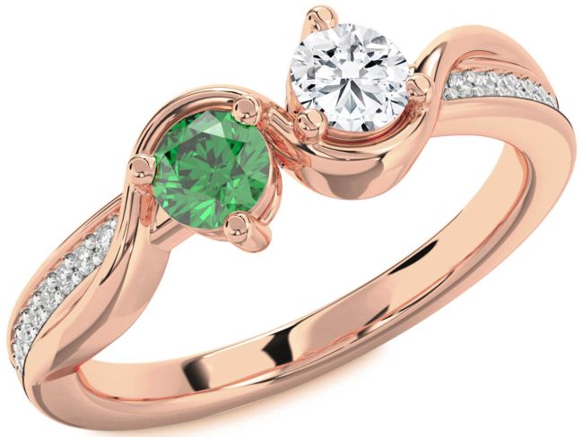 Diamond Rose Gold Round Two Stone Promise Ring