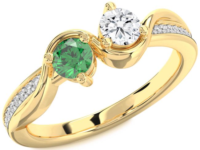 Diamond Gold Round Two Stone Promise Ring