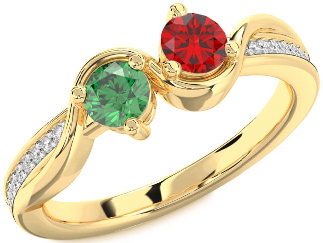 Diamond Gold Round Two Stone Promise Ring