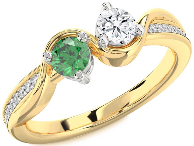Diamond Gold Silver Round Two Stone Promise Ring
