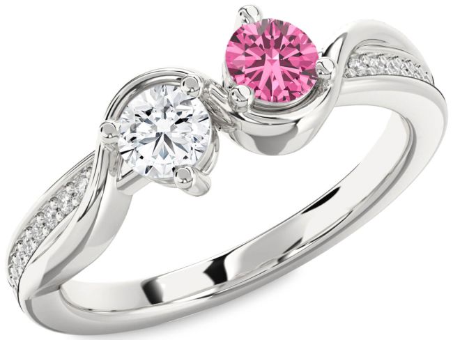 Diamond Silver Round Two Stone Promise Ring