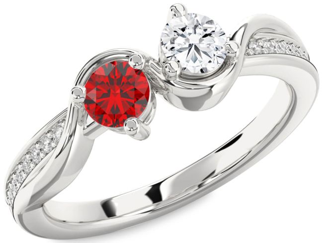 Diamond Silver Round Two Stone Promise Ring