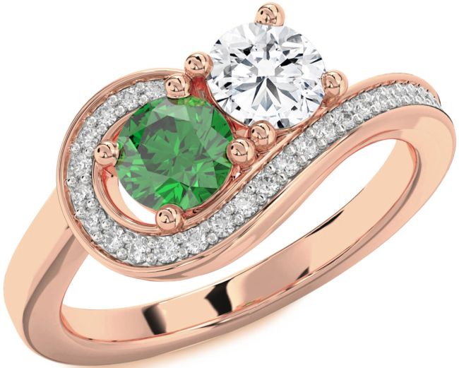 Diamond Rose Gold Round Two Stone Promise Ring