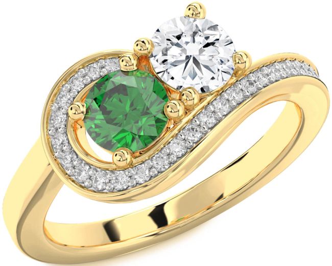 Diamond Gold Silver Round Two Stone Promise Ring