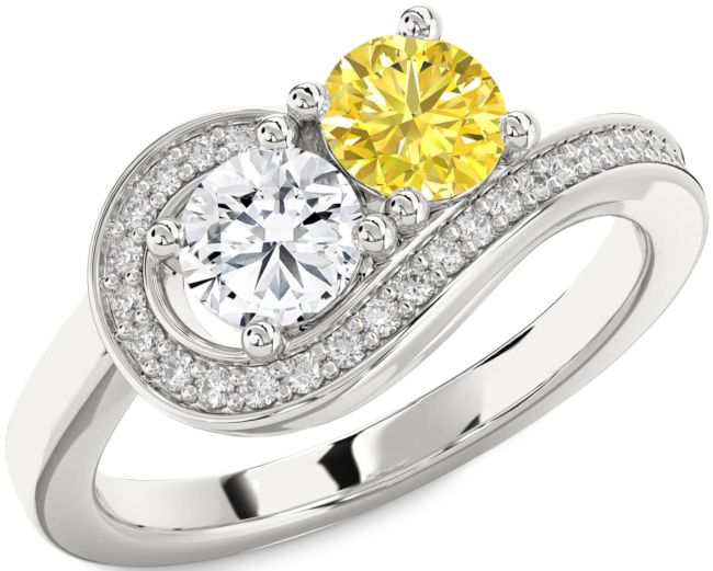 Diamond Silver Round Two Stone Promise Ring