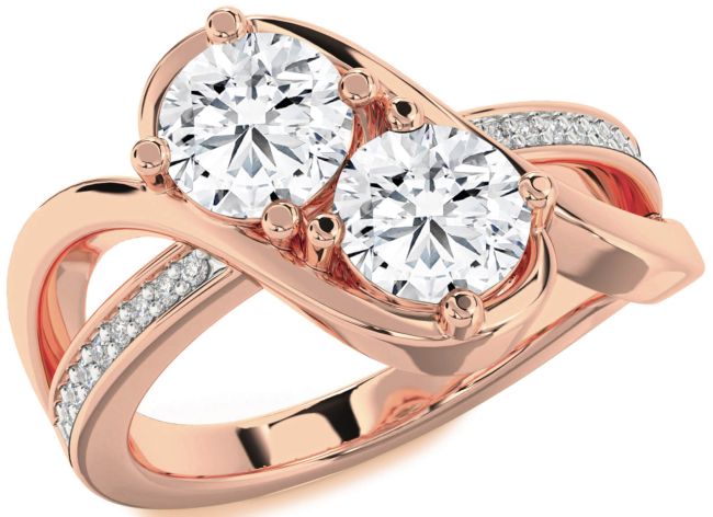 Diamond Rose Gold Round Two Stone Ring