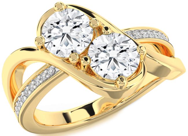 Diamond Gold Round Two Stone Ring