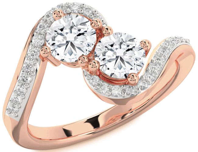 Diamond Rose Gold Round Two Stone Ring