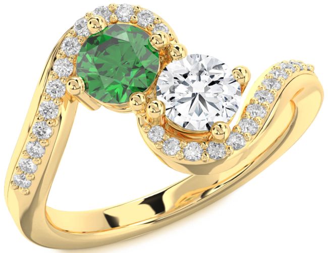 Diamond Gold Round Two Stone Promise Ring