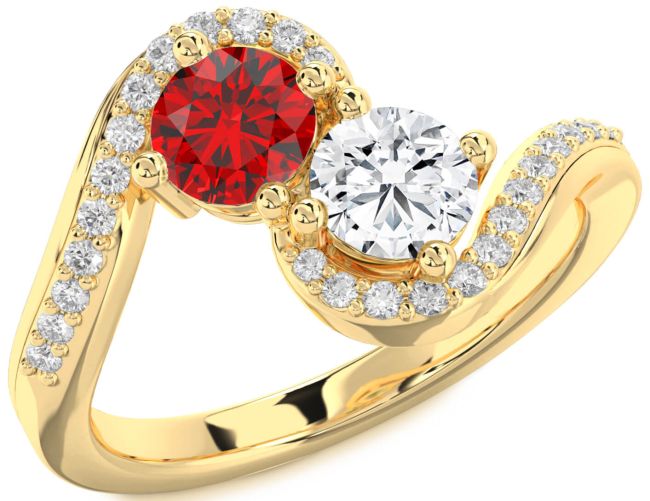 Diamond Gold Round Two Stone Promise Ring
